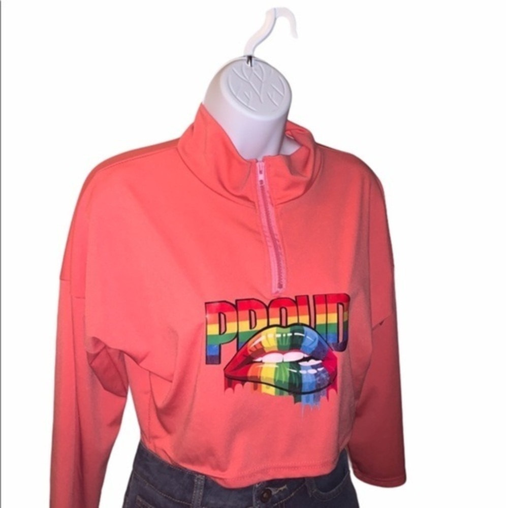 Orange proud cropped light windbreaker siz…